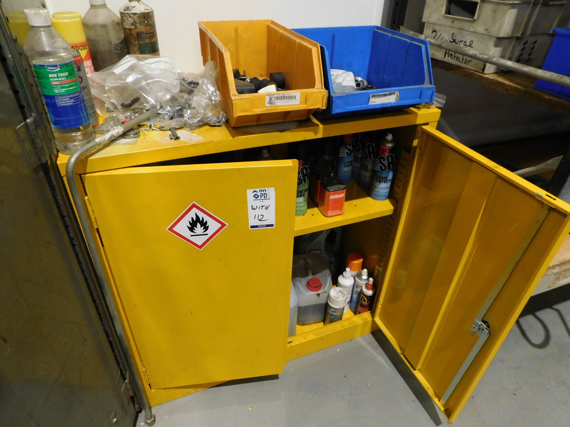 2 Double Door Cabinets & Contents of Assorted Sprays Cans, Adhesives Etc. (Located Rugby. Please - Image 7 of 9