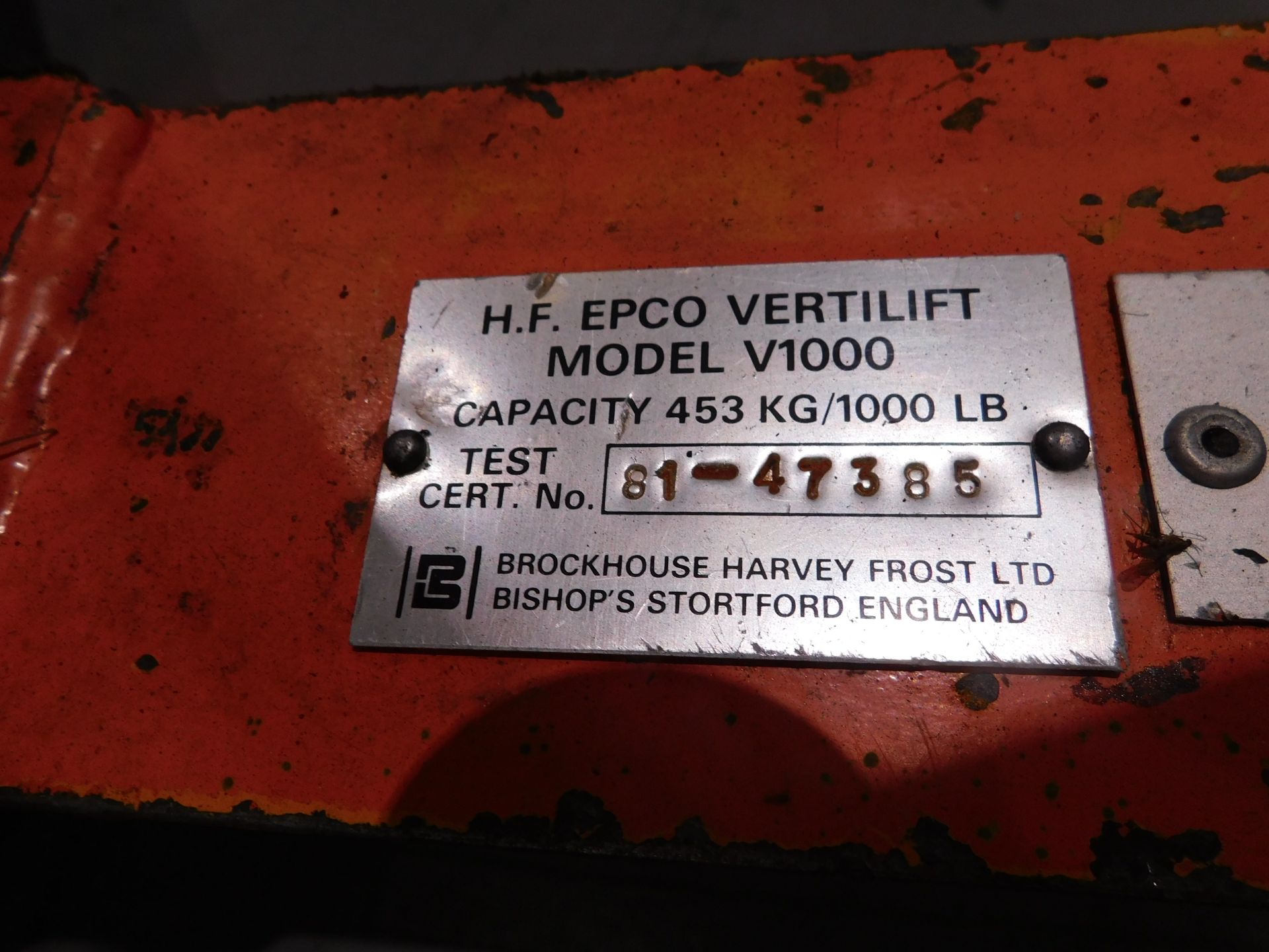 Epco V1000 Verti-Lift Transmission Jack (Located Rugby. Please Refer to General Notes) - Image 5 of 5