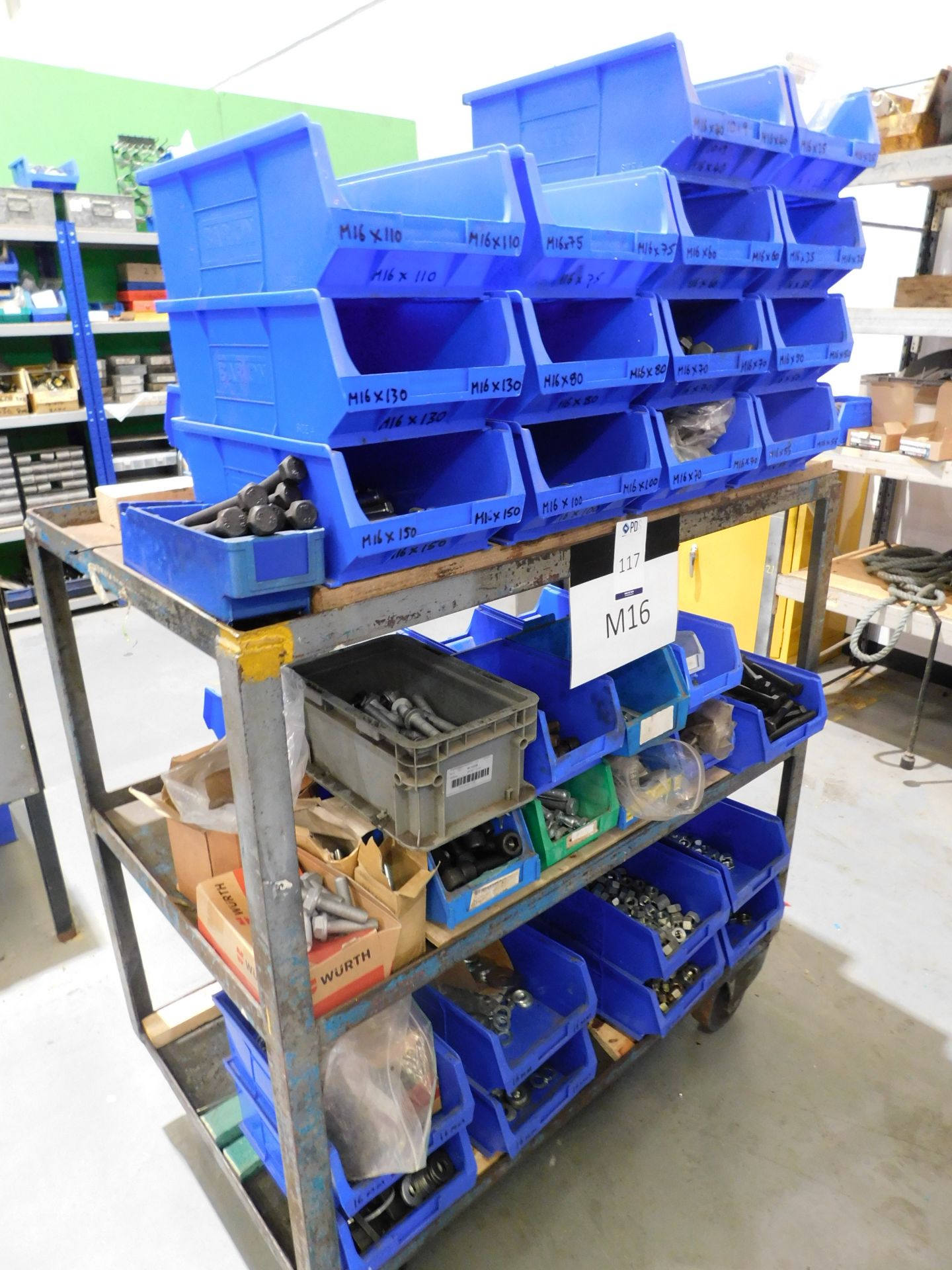 3-Tier Trolley & Contents of Washers & Bolts etc (Located Rugby. Please Refer to General Notes)