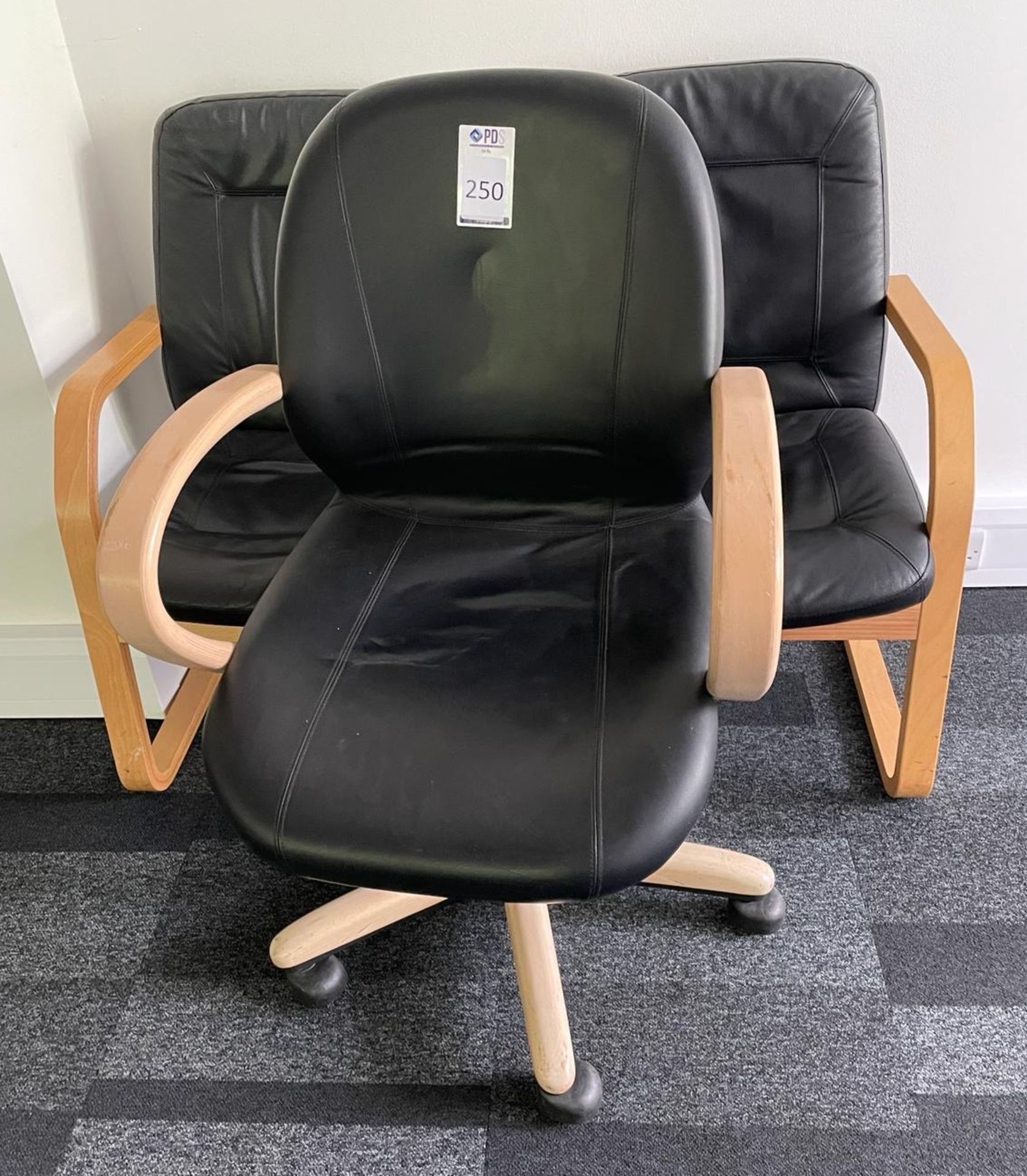 2 Leather Effect Cantilever Chairs & Leather Effect Office Chair (Located Rugby. Please Refer to