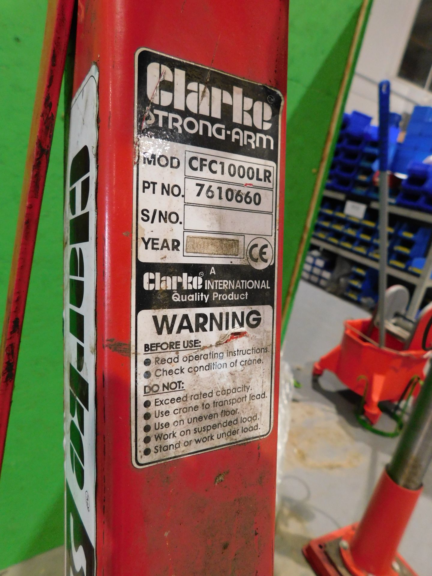 Clarke Strongarm CFC1000LR Mobile Engine Hoist (Located Rugby. Please Refer to General Notes) - Bild 5 aus 5