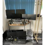 11 Various Monitors, 2 Hat & Coat Stands, 5 New Laptop Cases & Various Stationery Items (Located