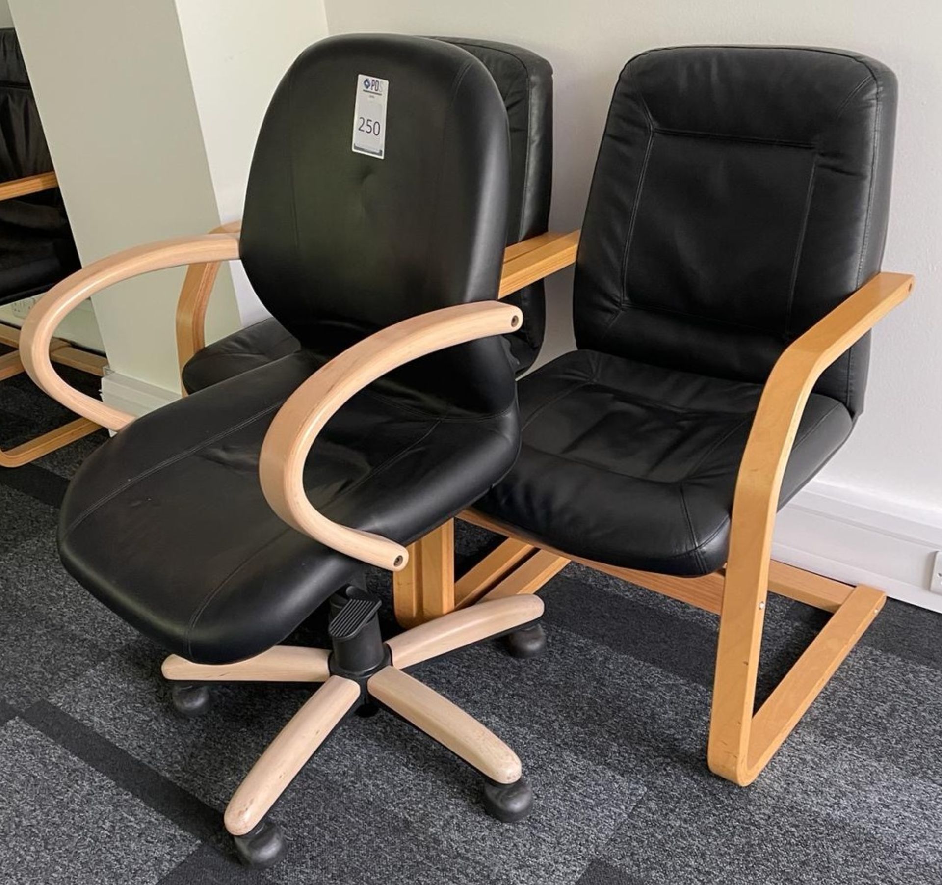2 Leather Effect Cantilever Chairs & Leather Effect Office Chair (Located Rugby. Please Refer to - Image 2 of 2