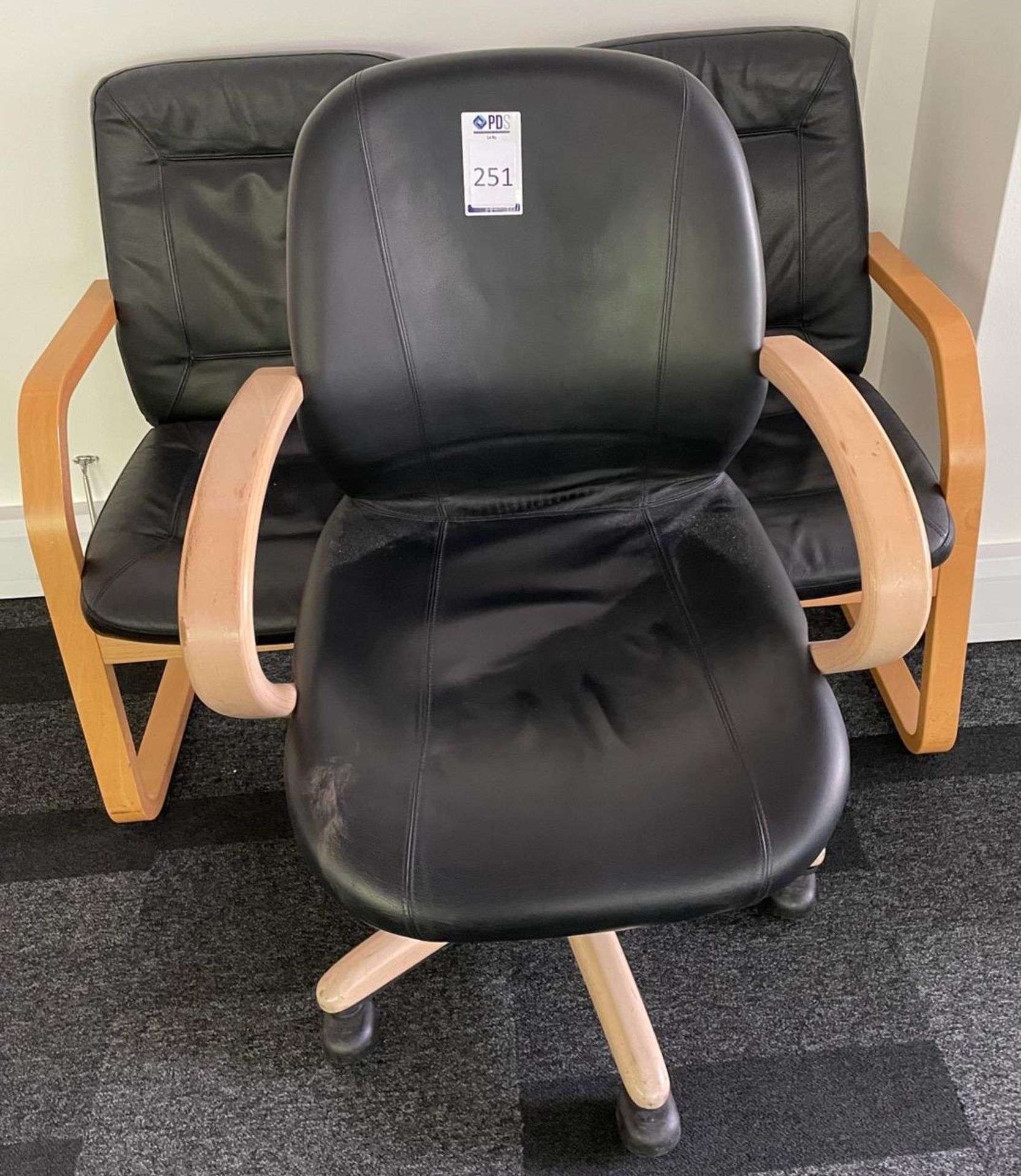 2 Leather Effect Cantilever Chairs & Leather Effect Office Chair (Located Rugby. Please Refer to