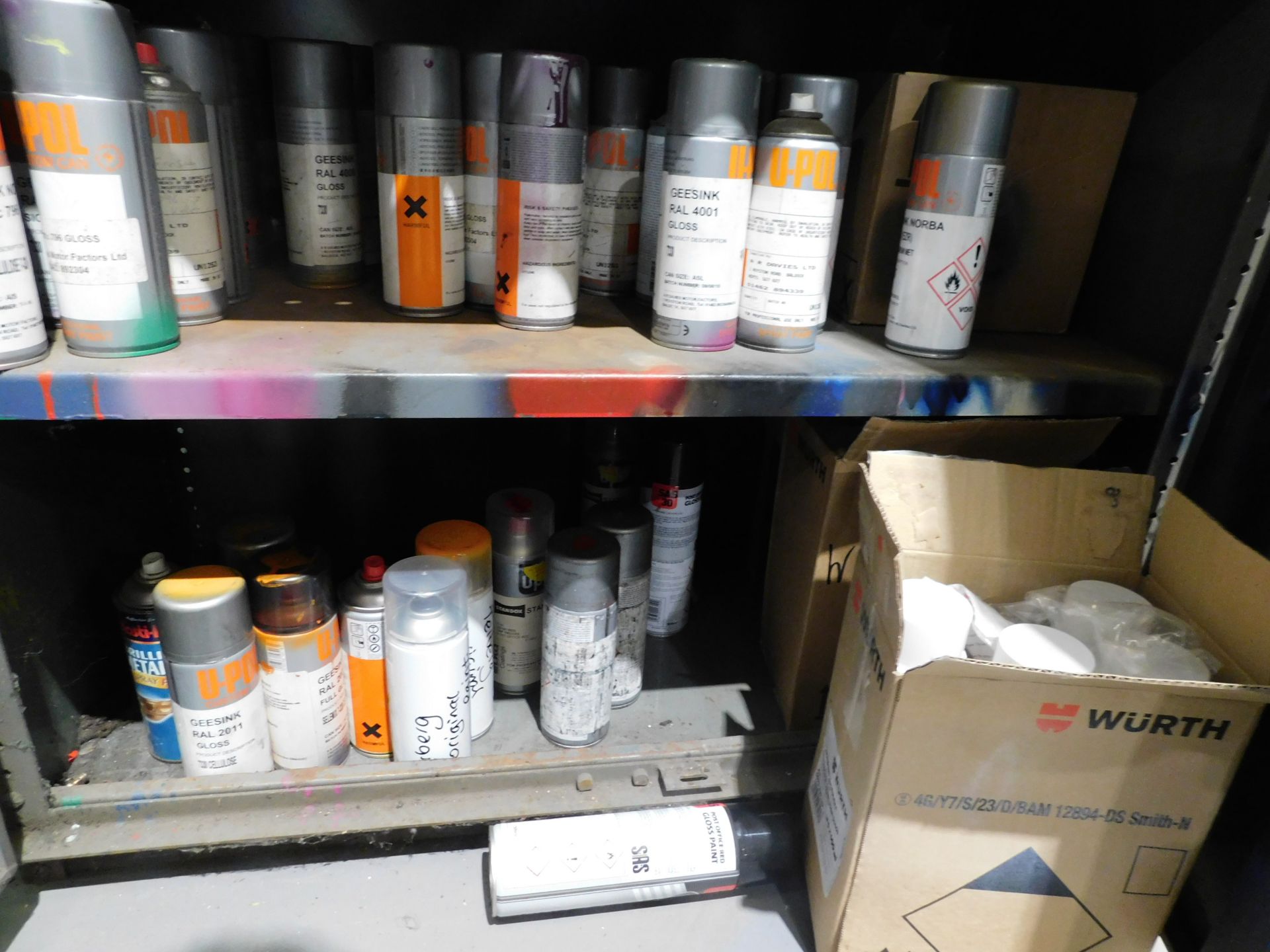 2 Double Door Cabinets & Contents of Assorted Sprays Cans, Adhesives Etc. (Located Rugby. Please - Image 6 of 9
