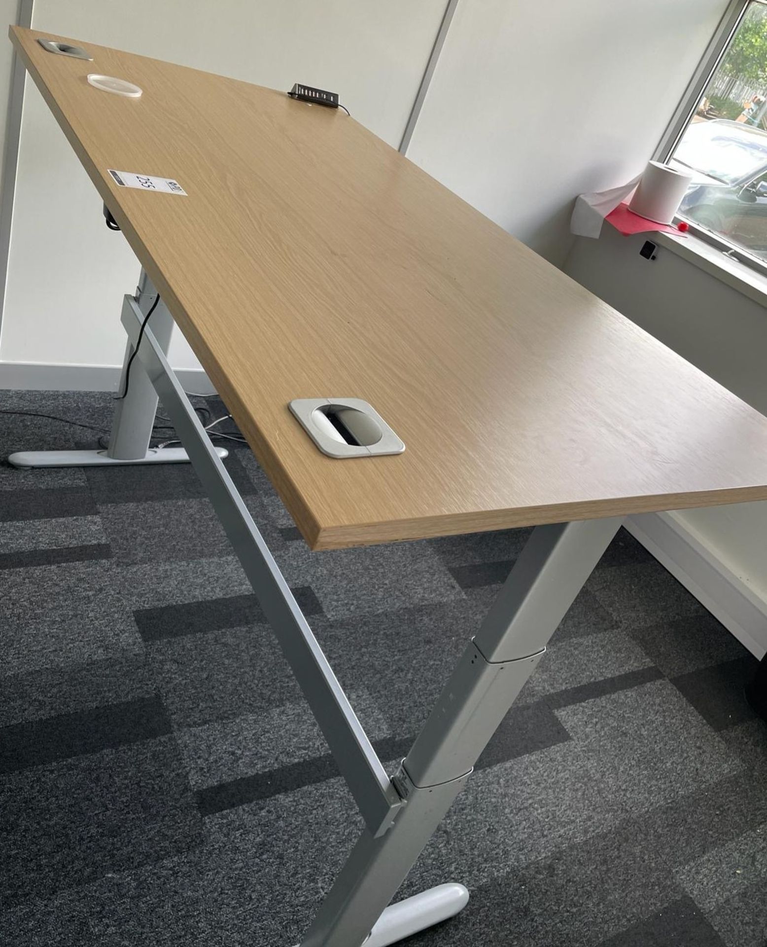 Contents of 2 Offices to Include Electric Linak Beech Effect Rise & Fall Desk, Beech effect Curved