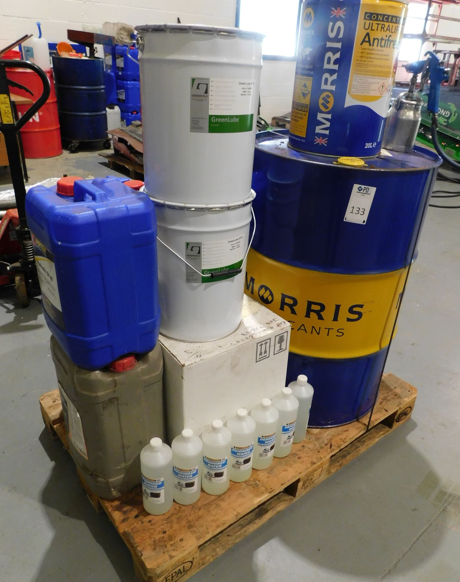 Contents of Pallet of Various Oils, Lubricants, Antifreeze etc. (Located Rugby. Please Refer to