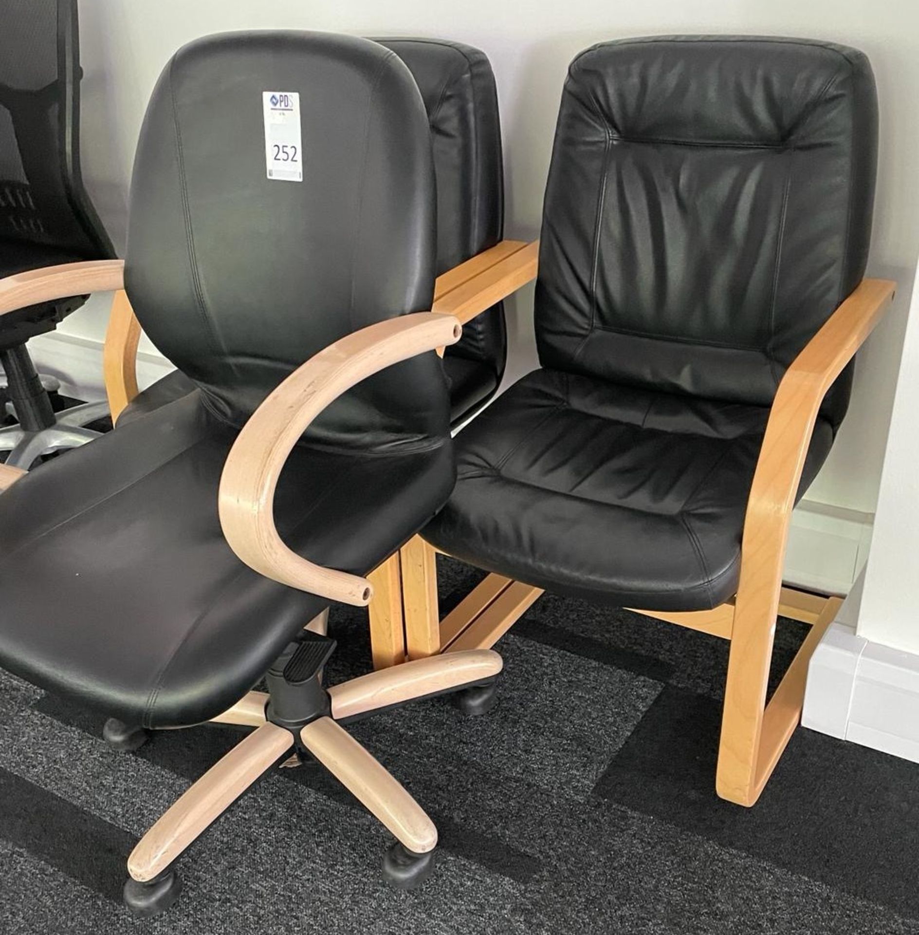 2 Leather Effect Cantilever Chairs & Leather Effect Office Chair (Located Rugby. Please Refer to - Image 2 of 2