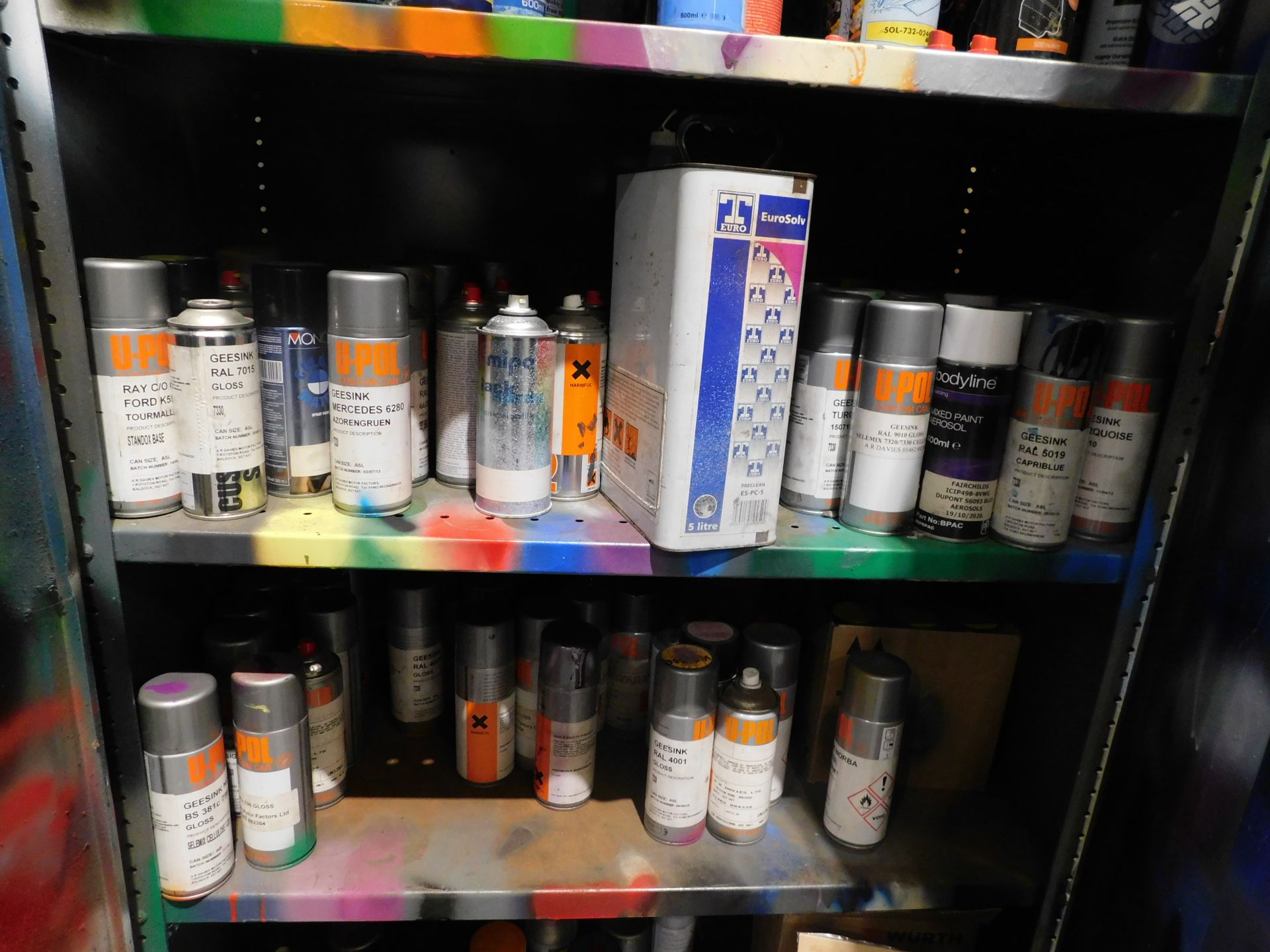 2 Double Door Cabinets & Contents of Assorted Sprays Cans, Adhesives Etc. (Located Rugby. Please - Image 5 of 9