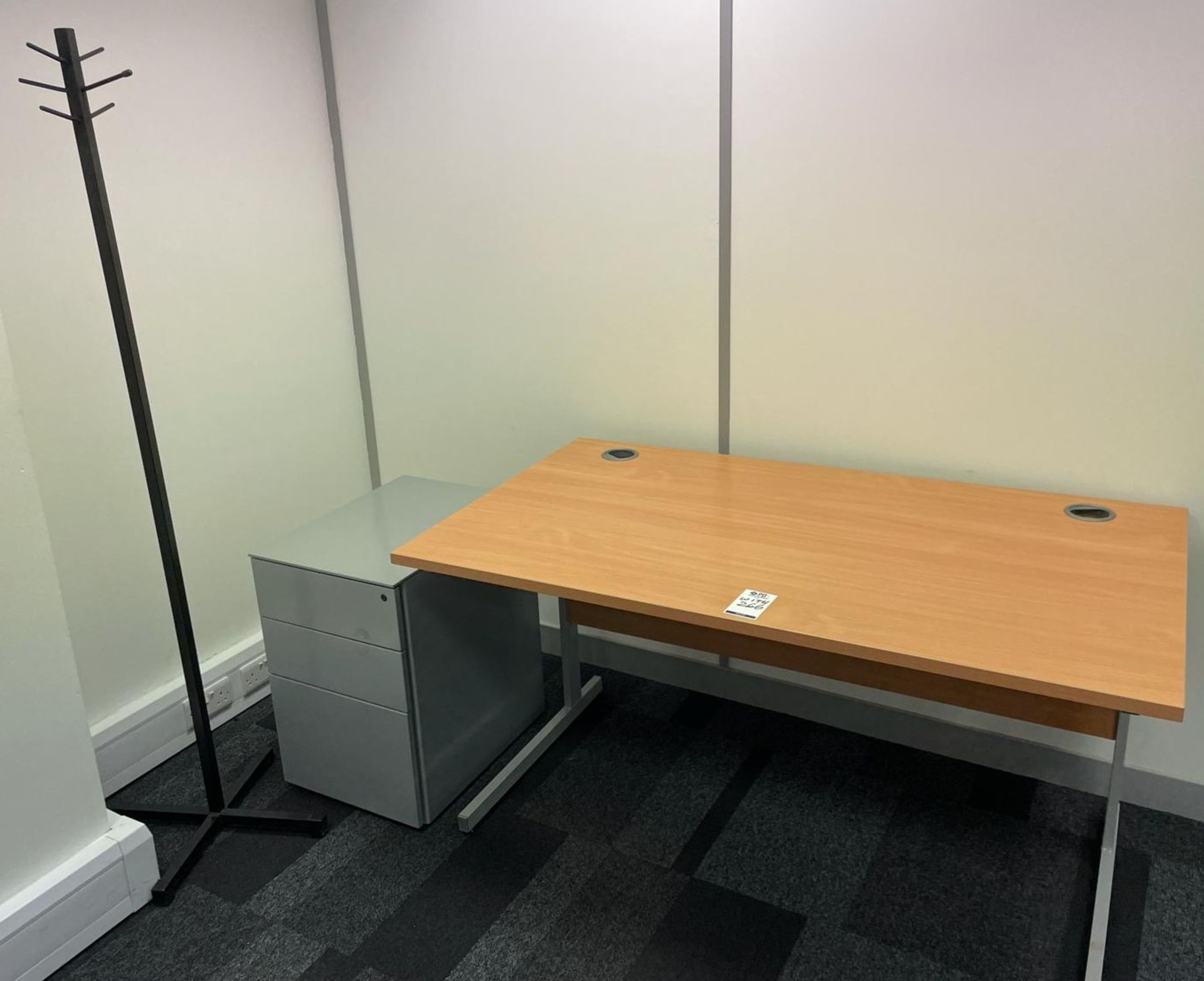 2 Light Oak Effect Desks & 2 Pedestals, 3-Drawer (Located Rugby. Please Refer to General Notes) - Image 2 of 2