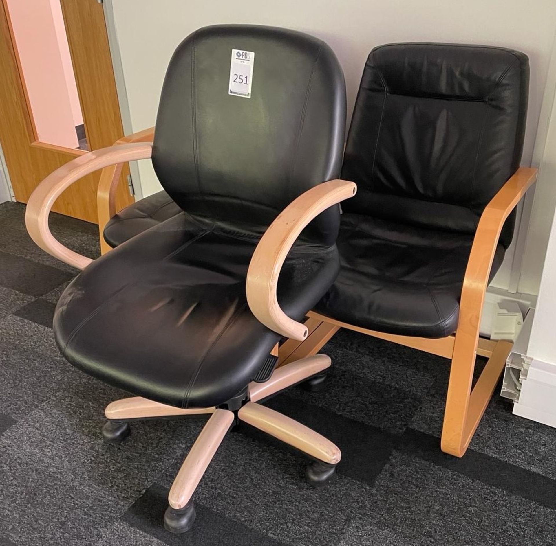 2 Leather Effect Cantilever Chairs & Leather Effect Office Chair (Located Rugby. Please Refer to - Image 2 of 2