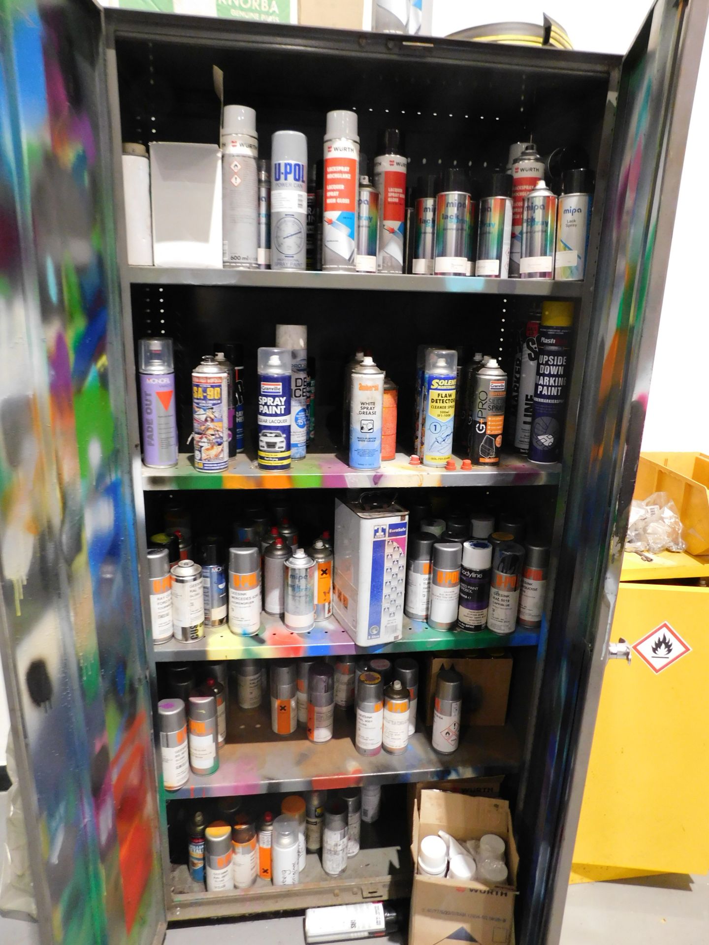 2 Double Door Cabinets & Contents of Assorted Sprays Cans, Adhesives Etc. (Located Rugby. Please - Image 2 of 9