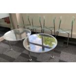 2 Comac Glass Coffee Tables & 4 Metal Framed Perspex Chairs (Located Rugby. Please Refer to