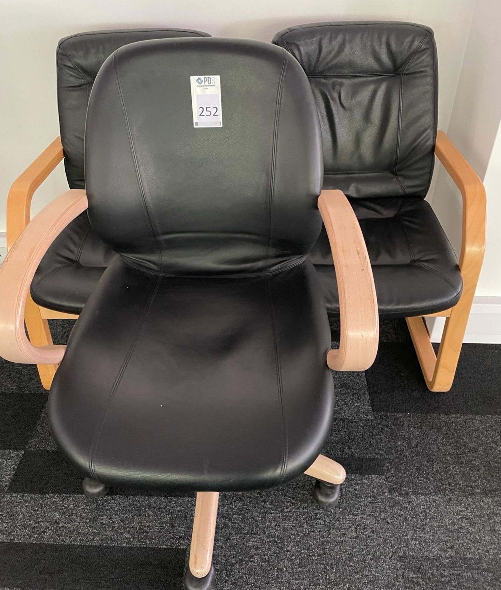 2 Leather Effect Cantilever Chairs & Leather Effect Office Chair (Located Rugby. Please Refer to