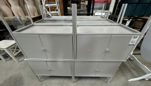 6 Grey Steel Double-Door Shop Display Cupboards (Location: Brentwood. Please Refer to General