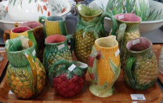 Tray of vegetable and fruit design jugs to include: corn, pineapple, berries etc. (B.P. 21% + VAT)