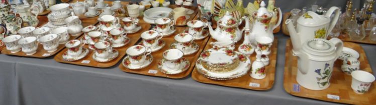 Five trays of china to include: three trays of Royal Albert 'Old Country Roses' comprising;