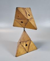 Unusual treen geometric double pyramid adjustable sculpture. 20cm high approx. (B.P. 21% + VAT)