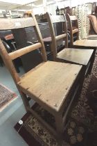 Set of three 19th century Welsh oak bar back farmhouse kitchen chairs. (3) (B.P. 21% + VAT)