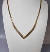 9ct gold herringbone necklace. 22.7g approx. (B.P. 21% + VAT)