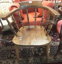 Early 20th century elm smoker's bow chair. (B.P. 21% + VAT)