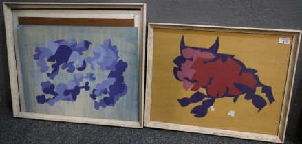 Allan Milner (British 1910-1984), abstract study of clouds and an abstract study of a bull, one