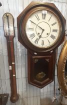 Early 20th century walnut two train Vienna type wall clock. Together with an octagonal two train