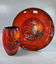 Alan Clarke, Studio Pottery large charger and vase in the 'Stunning Planets' design. The charger
