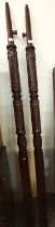 Pair of Victorian mahogany bedposts with spiral and moulded designs. (2) (B.P. 21% + VAT)