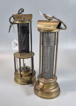 Two Davey type mesh cylinder Miners lamps, one marked 'Thomas & Williams Aberdare', the other