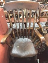 Late Victorian elm and ash slat back Windsor farmhouse armchair. (B.P. 21% + VAT)