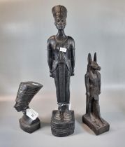 Group of three composition black Egyptian style figures and busts. (3) (B.P. 21% + VAT)