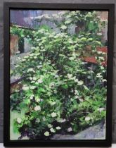 Glen Ibbitson, flowers in a garden, oils on board. Labelled verso. 35x26cm approx. Framed. (B.P. 21%