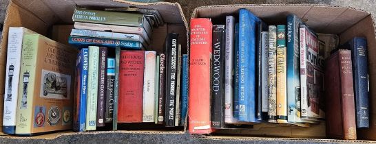 Two boxes of books of antique interest to include: The Antique Collectors club 'Old Clock, Watches