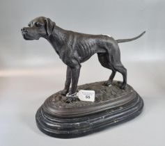 Bronzed metal study of a Pointer dog on heavy marble base. 31cm wide approx. (B.P. 21% + VAT)