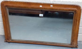 19th century over mantle mirror with herringbone inlay. 90cm long approx. (B.P. 21% + VAT)