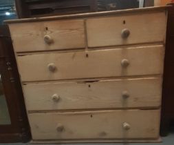 Victorian pine straight front chest of two short and three long drawers. 118 x 52 x 105cm approx. (