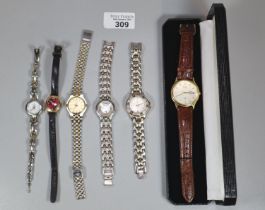 Collection of assorted modern dress watches, various including: Seiko gold plated quartz day date