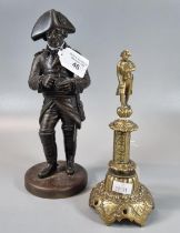 Brass study of Napoleon Bonaparte on a raised foliate design pedestal 19cm high approx., together