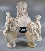 Collection of Parian ware and Parian ware style busts and figurines to include: 19th century by W.