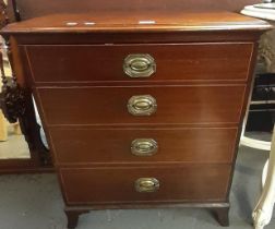 Edwardian mahogany narrow straight front chest of four drawers. 66x50x76cm approx. (B.P. 21% + VAT)