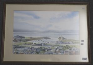 David Evans (Welsh 20th century), 'Burry Port Harbour', watercolours. 38x57cm approx. Framed and