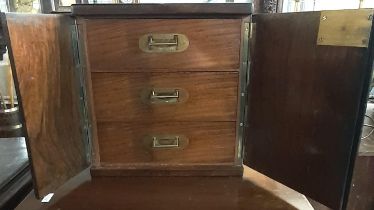 Late 19th century burr walnut humidor, the two doors revealing three drawers with compartments and