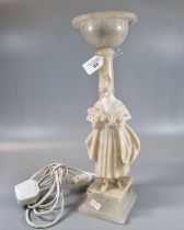 Alabaster table lamp in the form of a young lady with flowers. 40cm high approx. (B.P. 21% + VAT)