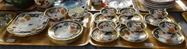 Two trays of Shelley Imari palette teaware to include: teacups and saucers, small plates, sugar