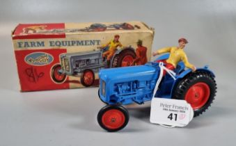 Crescent Toys diecast No. 1809 Fordson Dexta Tractor with driver figure, in original box. Made by