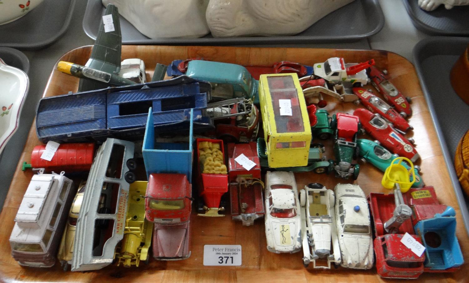 Collection of vintage playworn diecast model vehicles to include: Corgi Major, Corgi Toys Formula