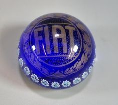 Fiat blue glass and caned paperweight, the reverse dated October 1995. (B.P. 21% + VAT)