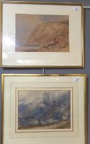 Group of three British School watercolours, 19th century, to include: coastal study, lake scene with