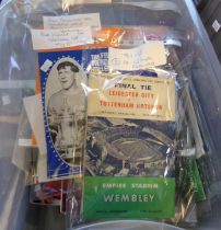 Box of assorted football programmes to include: various FA Cup Finals including Leicester V